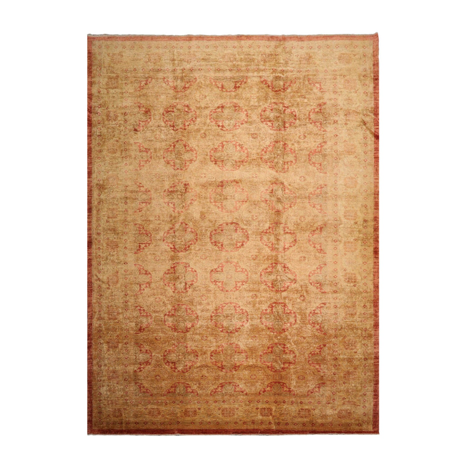 10x14 Gold, Mustard, Sage Color Hand Knotted Oushak 100% Wool Traditional Oriental Rug