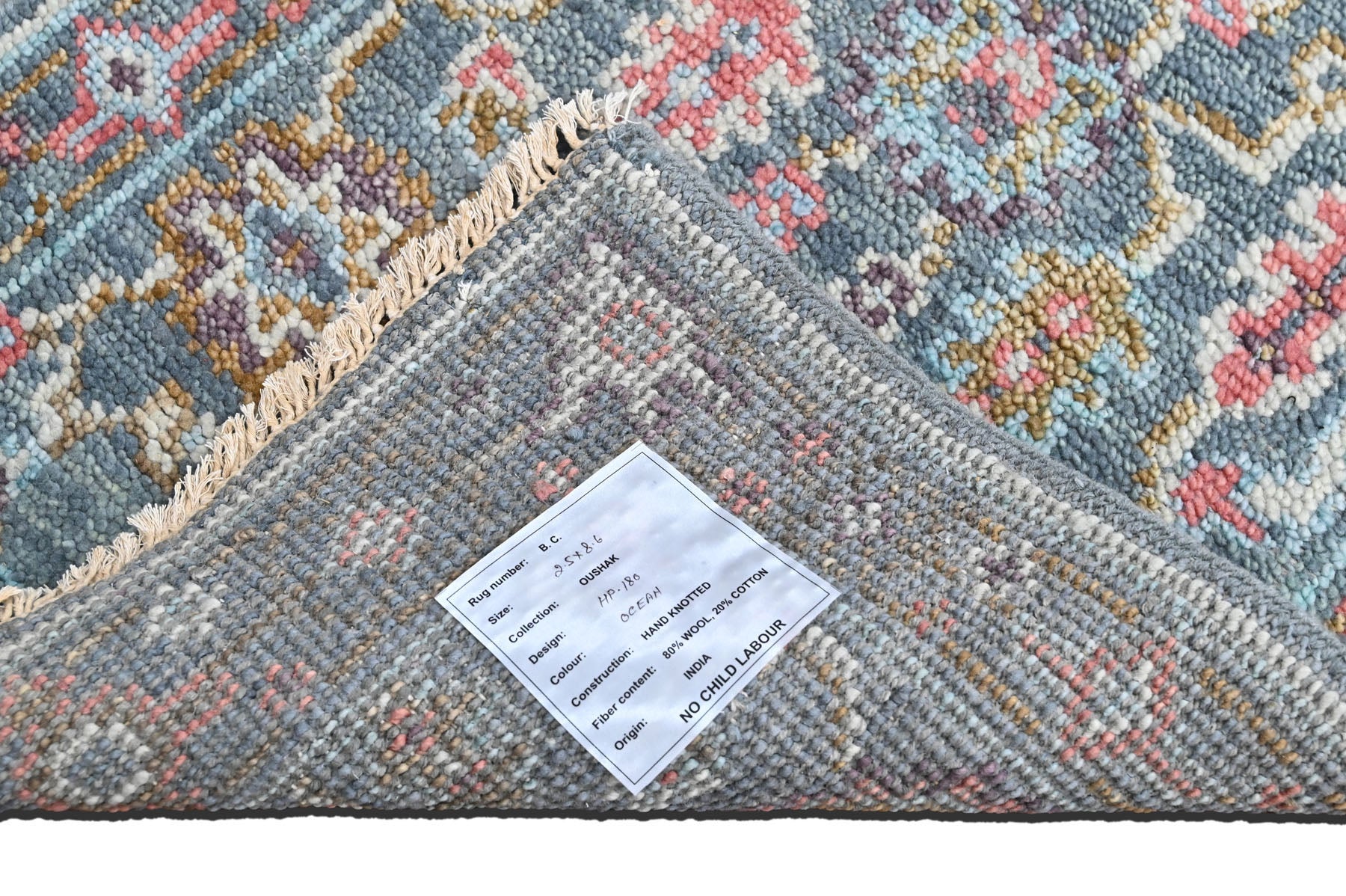 Multi Size Teal Blush Green Color Hand Knotted Oushak Wool  Oriental Rug