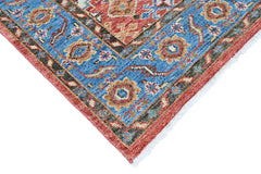 Multi Size Rust Blue Aqua Color Hand Knotted Oushak Wool Transitional Oriental Rug