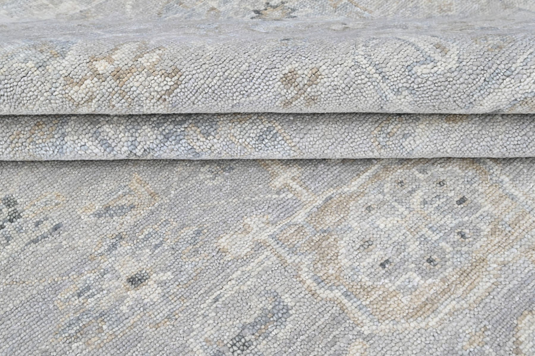 Multi Size Gray Ivory Multi Color Hand Knotted Oushak Wool Transitional Oriental Rug