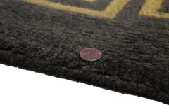 Knotted Rug Dark Olive Mustard Hand Knotted 17'7''x25'6'' Palace Size Aga John Modern Contemporary Tibetan 100% Wool Oriental Area Rug