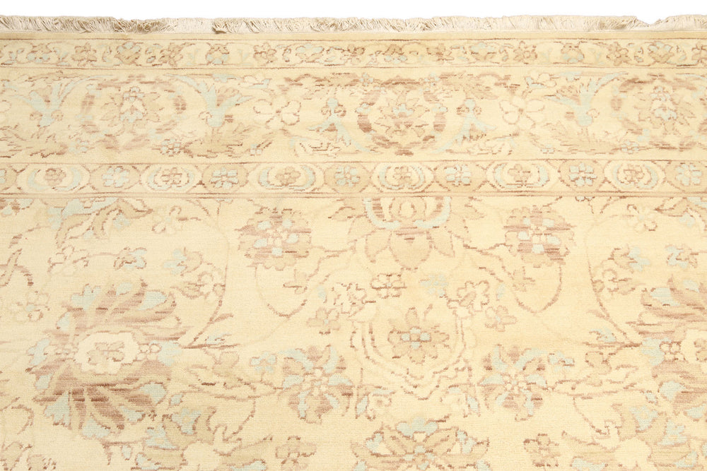 9x12 Beige, Aqua, Brown Color Hand Knotted  Wool Traditional Oriental Rug
