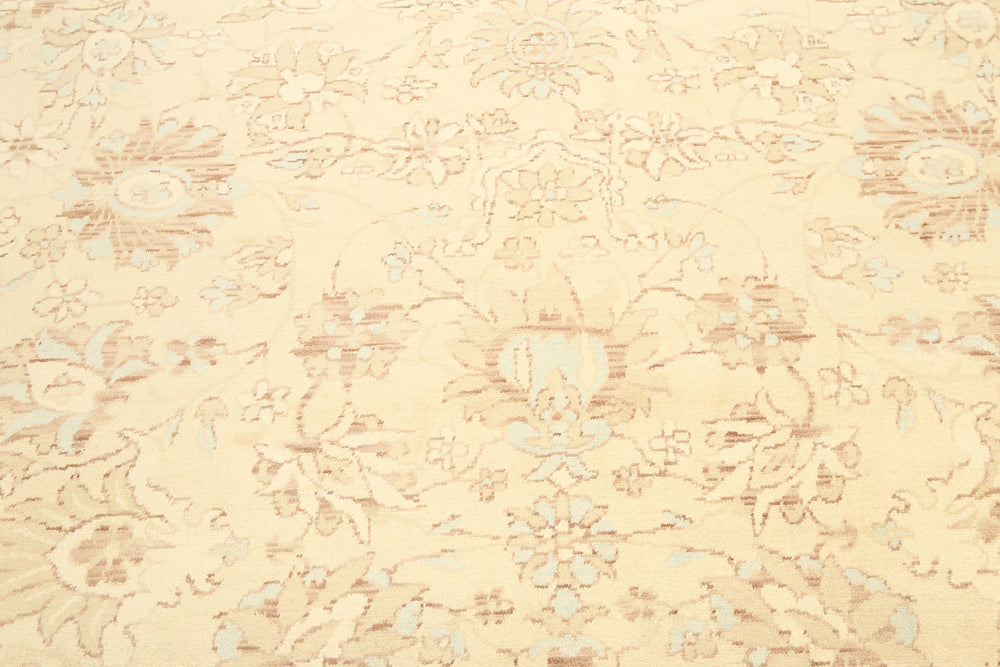9x12 Beige, Aqua, Brown Color Hand Knotted  Wool Traditional Oriental Rug