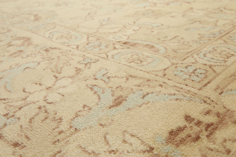 9x12 Beige, Aqua, Brown Color Hand Knotted  Wool Traditional Oriental Rug