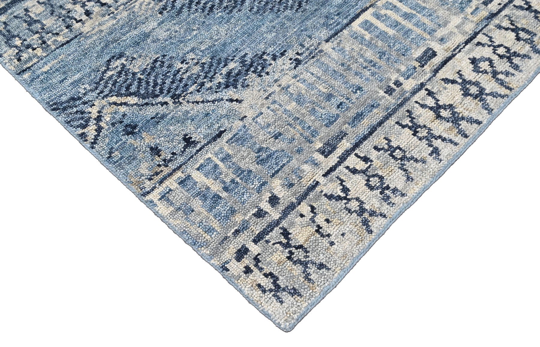 Multi Size Blue Gray Navy Color Hand Knotted Oushak Wool  Oriental Rug