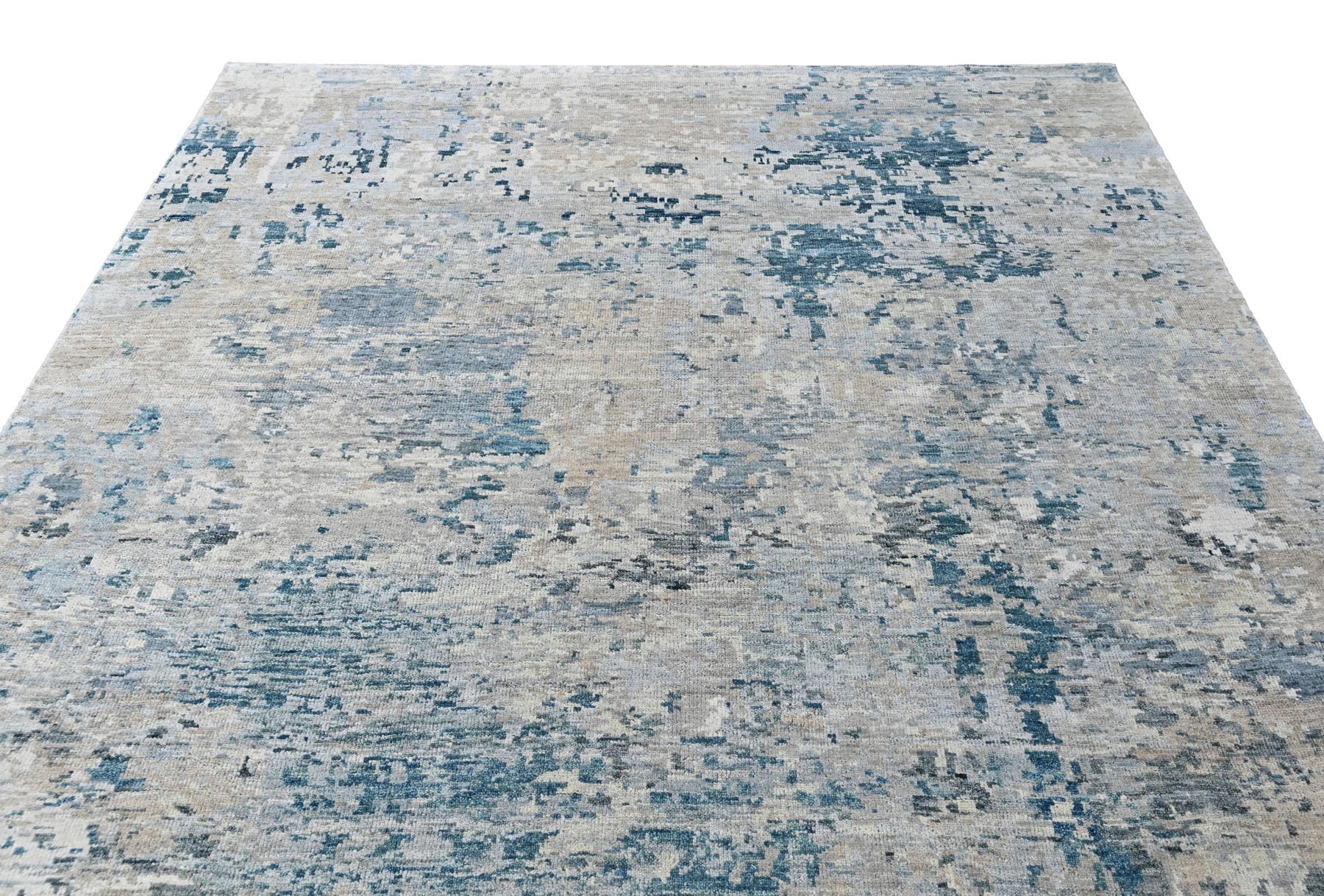 Multi Size Gray Blue Slate Color Hand Knotted Tibetan Wool  Oriental Rug