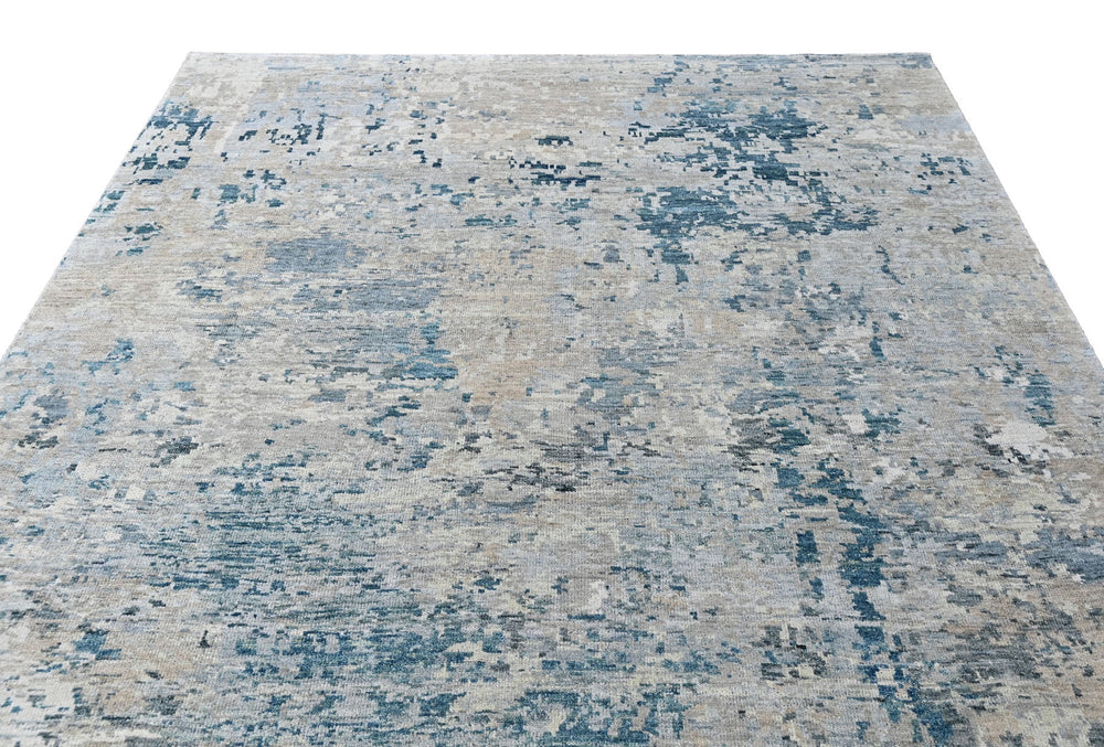 Multi Size Gray Blue Slate Color Hand Knotted Tibetan Wool  Oriental Rug