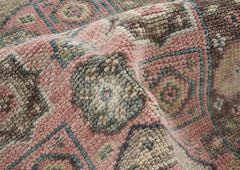 2'6x10 Blush, Gray, Ivory Color Hand Knotted Oushak Wool Transitional Oriental Rug